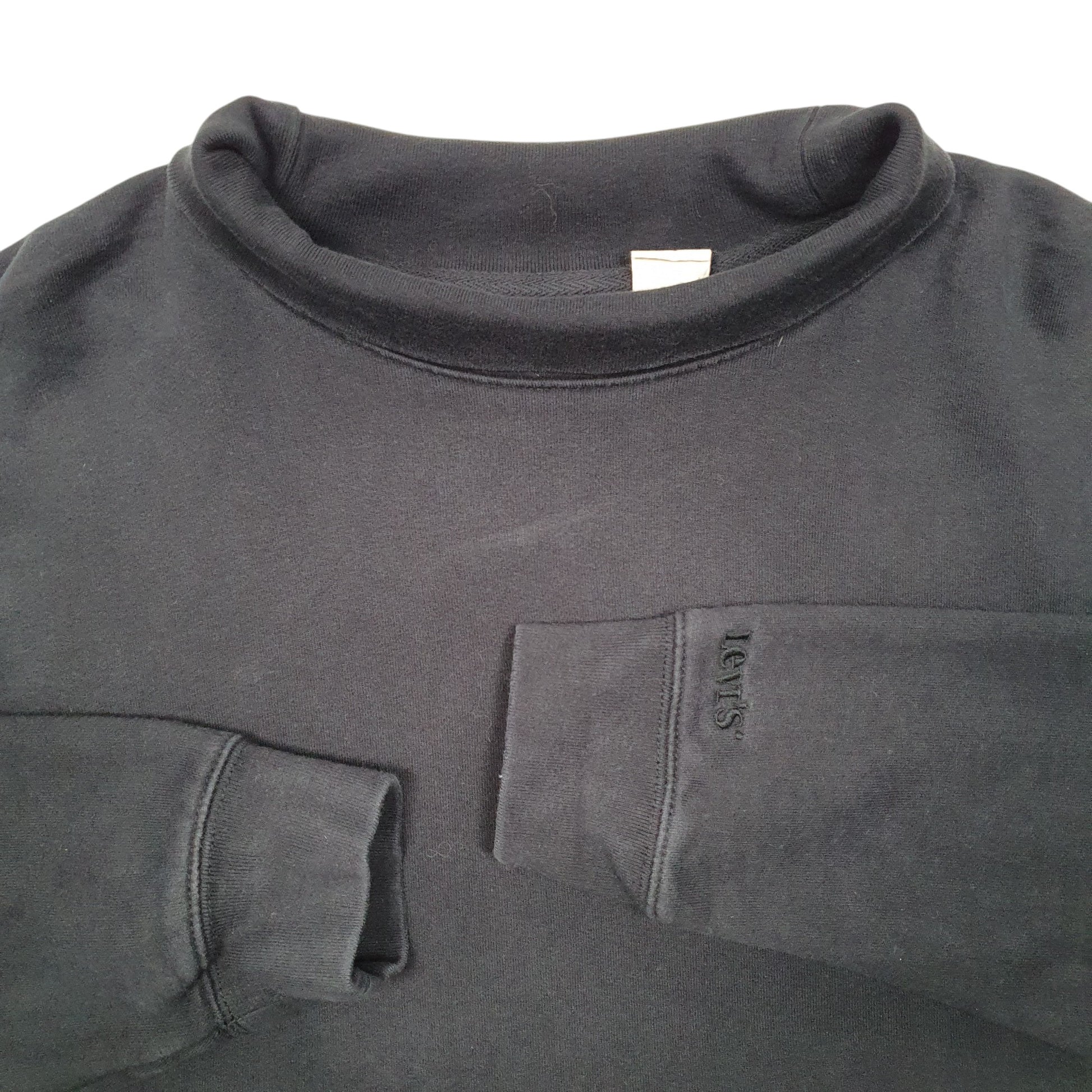 Mens Black Levis Roll Neck Crewneck Jumper