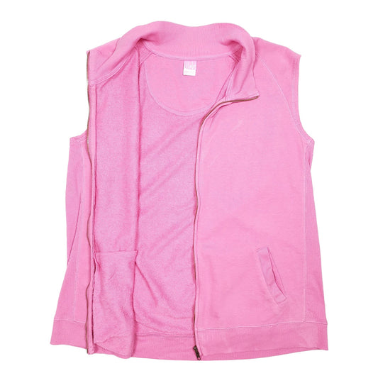 Womens Pink LAT Sleeveless Vest Sweatshirt Sweater Full Zip Jumper