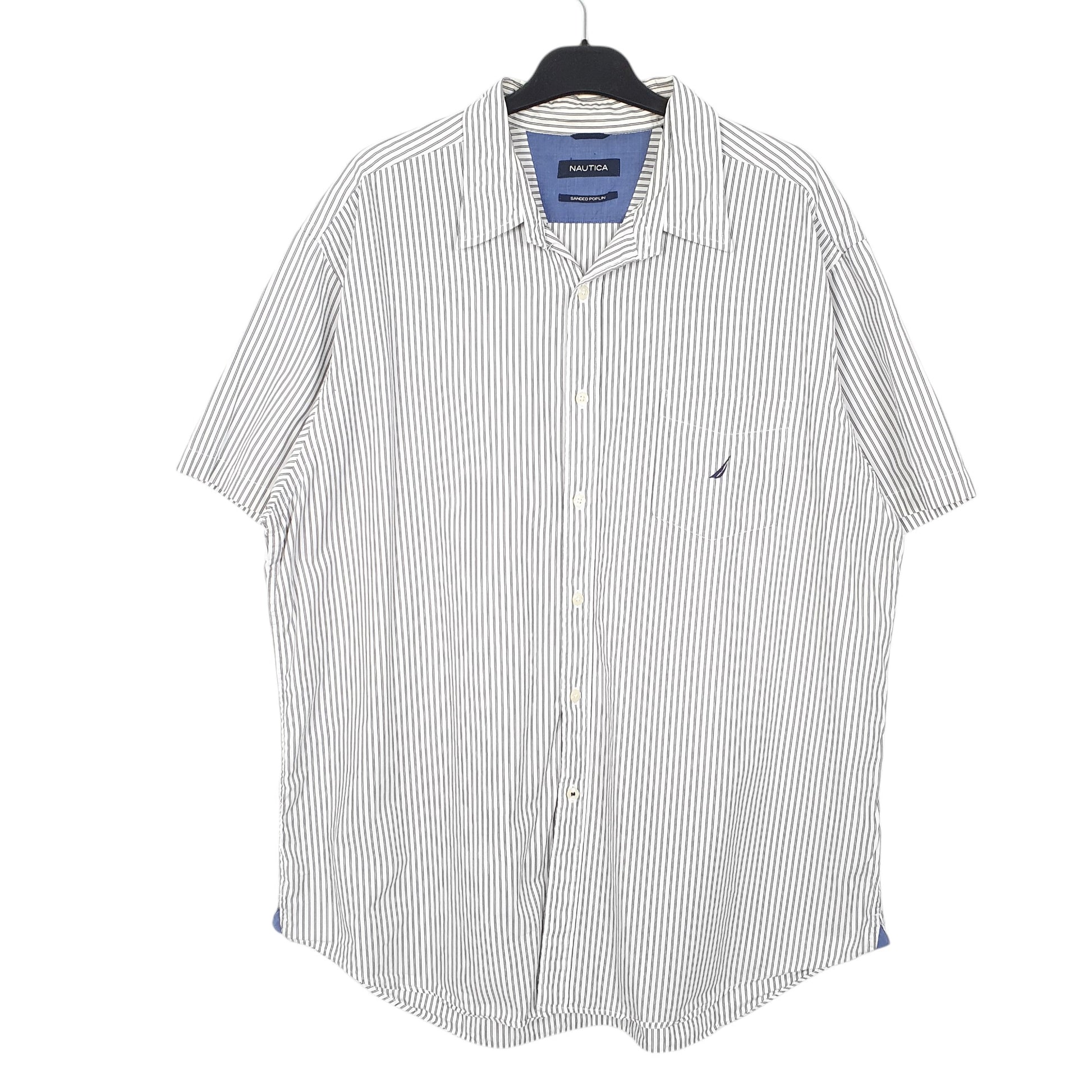 Mens White Nautica Sanded Poplin Short Sleeve Shirt