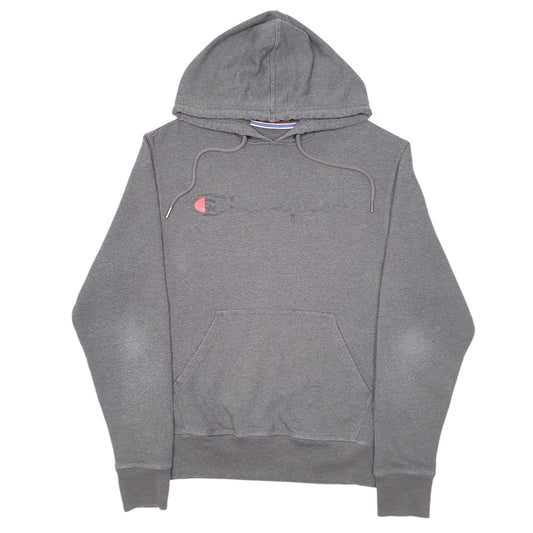 Mens Grey Champion Script Hoodie Jumper