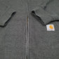 Mens Grey Carhartt Workwear Hoodie Original Fit Full Zip Jumper