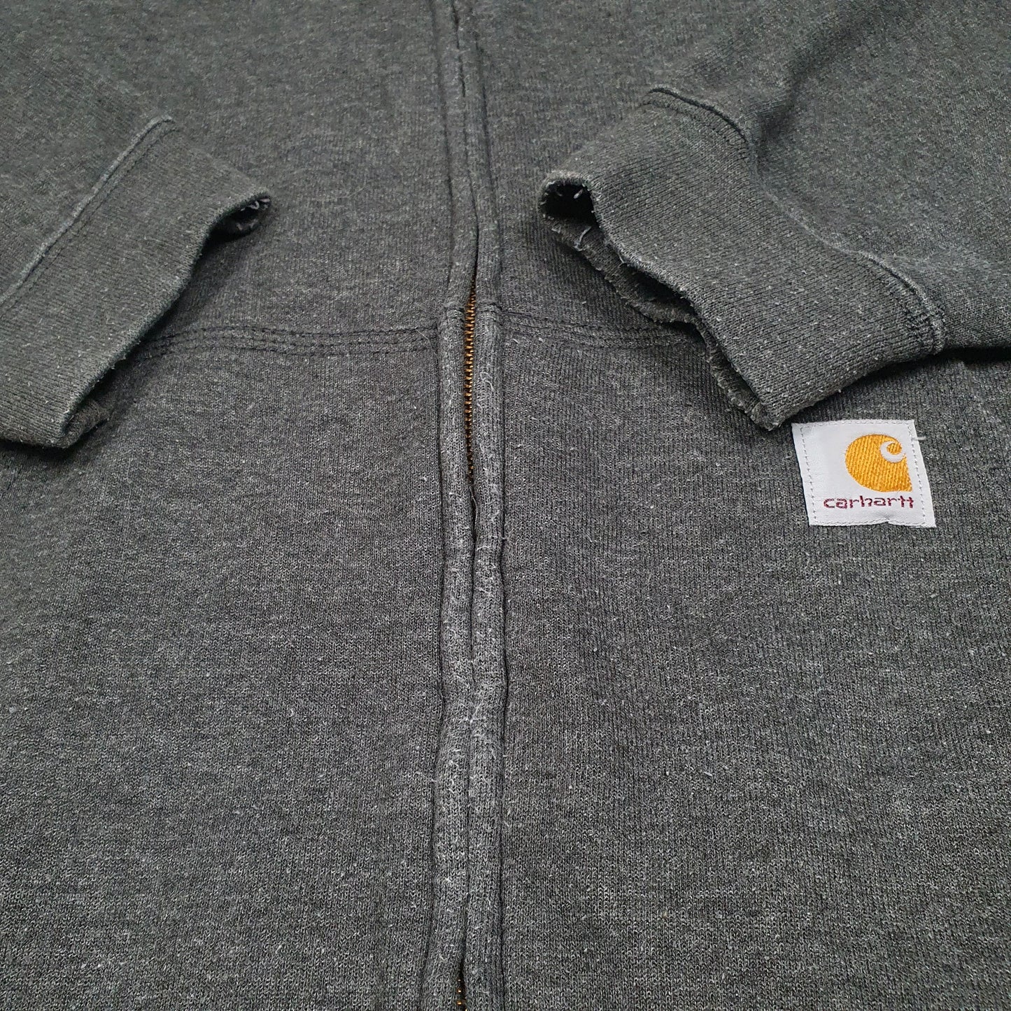 Mens Grey Carhartt Workwear Hoodie Original Fit Full Zip Jumper