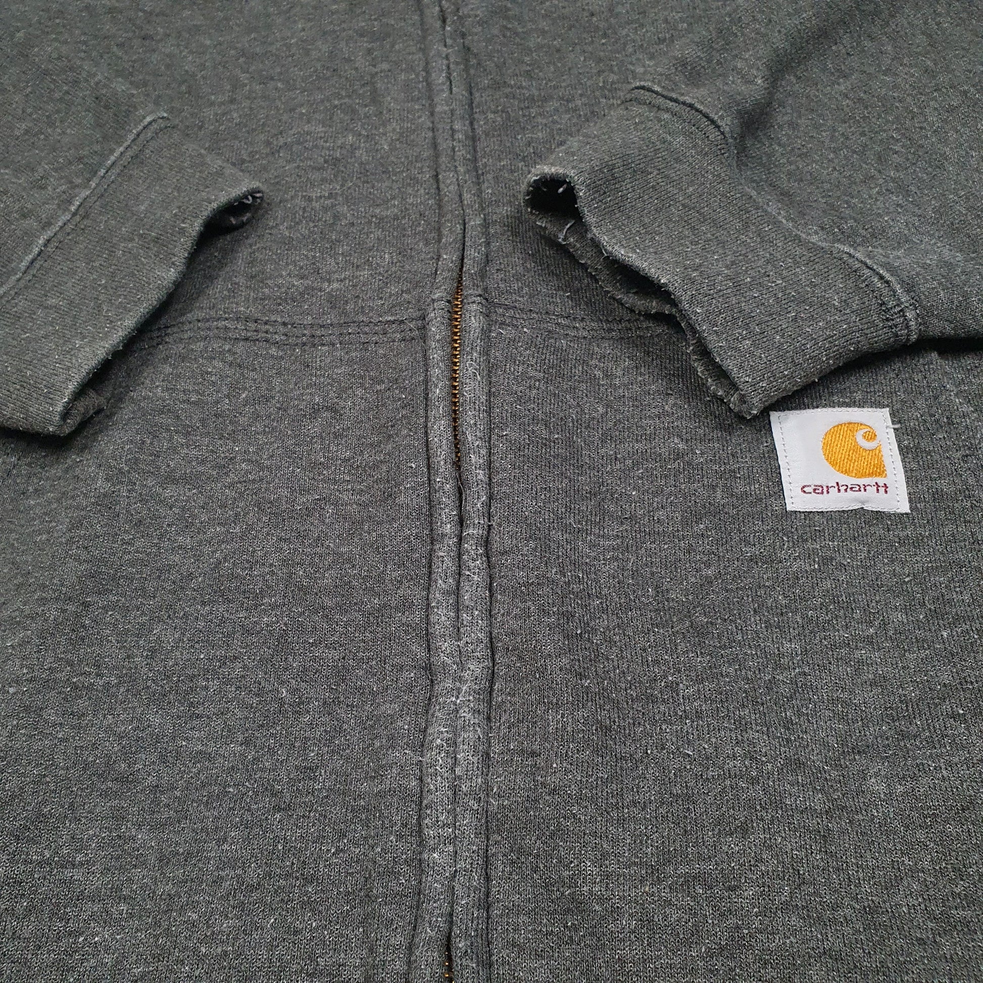Mens Grey Carhartt Workwear Hoodie Original Fit Full Zip Jumper