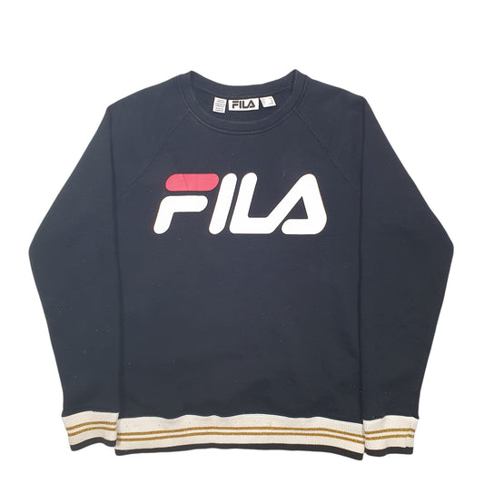 Womens Black Fila Spellout Crewneck Jumper