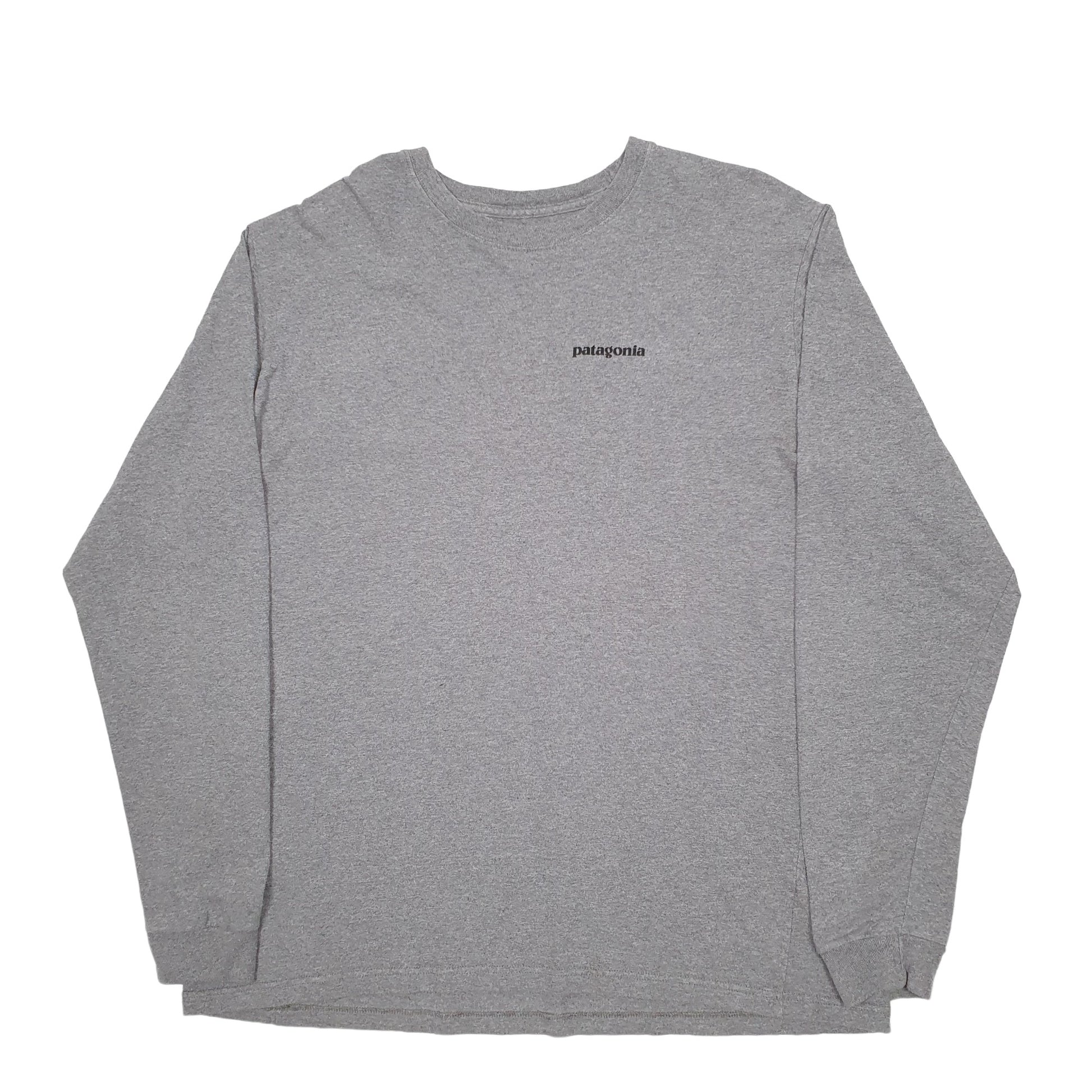 Mens Grey Patagonia Spellout Long Sleeve T Shirt