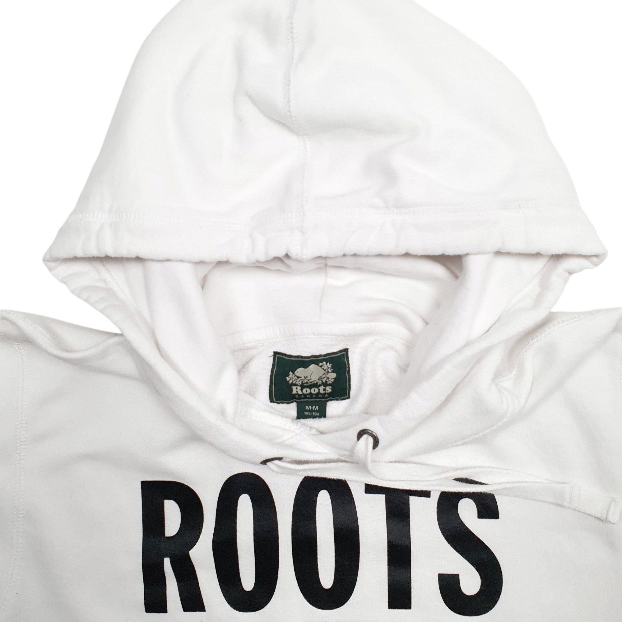 Mens Roots Canada White Hoodie Spellout Jumper M Bundl Clothing