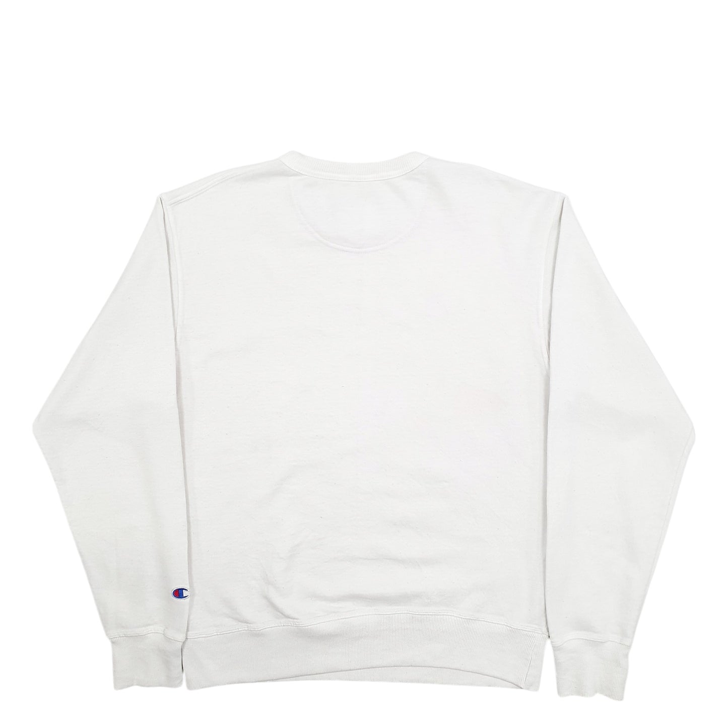 Mens White Champion Spellout Crewneck Jumper