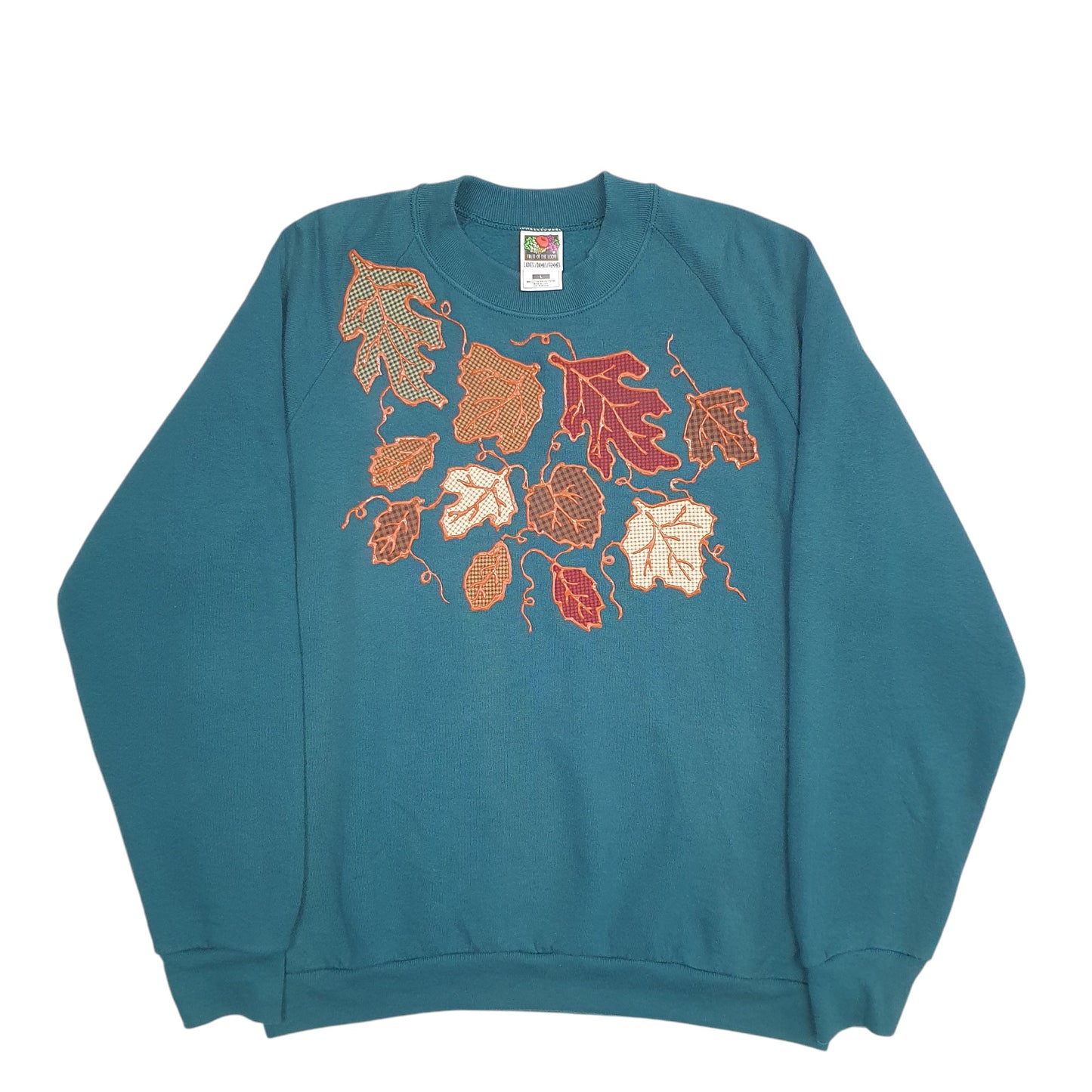 Mens Green Fruit Of The Loom Made In USA Leaves Crewneck Jumper