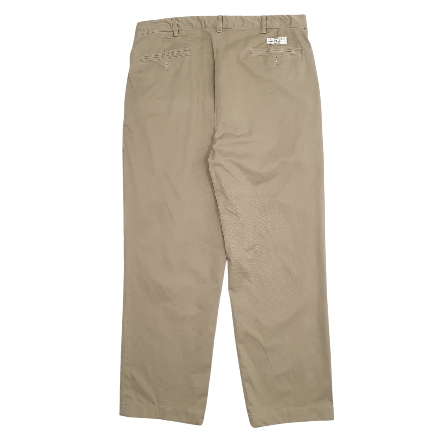 Mens Khaki Polo Ralph Lauren Double Pleated Chino Trousers