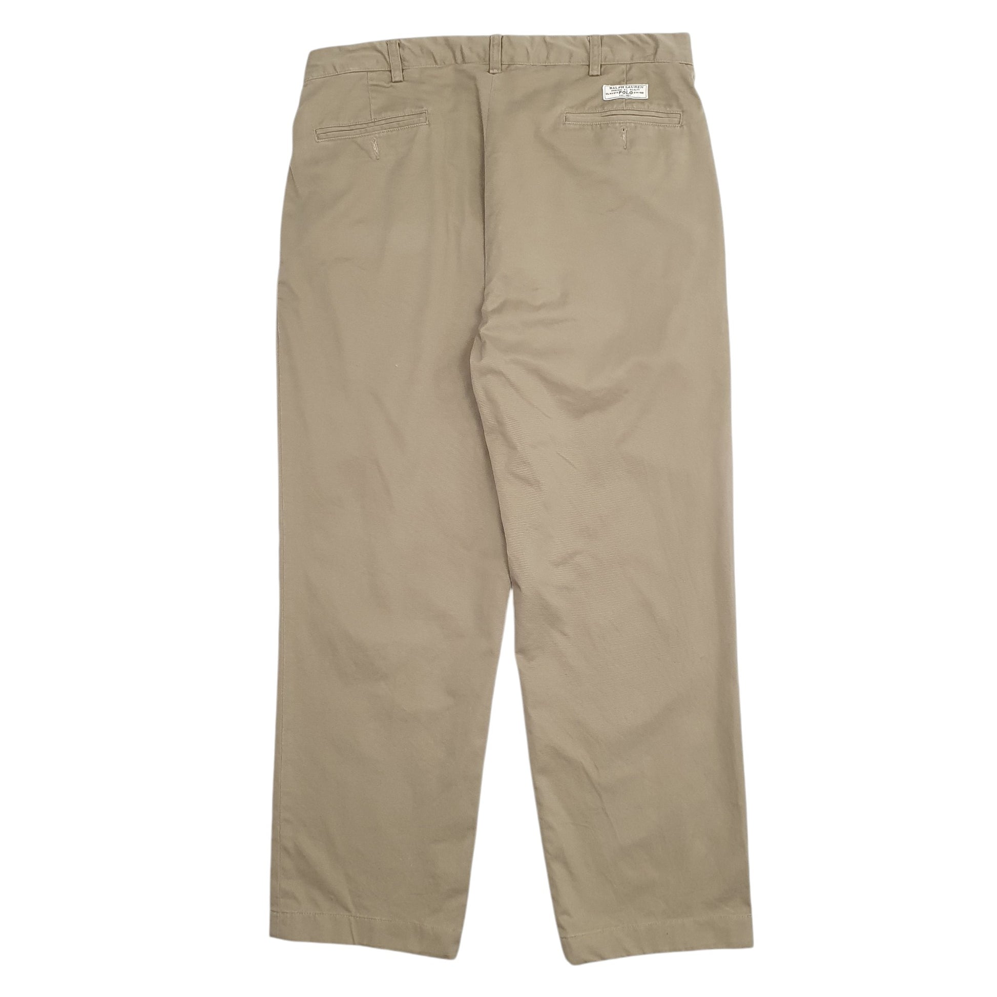 Mens Khaki Polo Ralph Lauren Double Pleated Chino Trousers