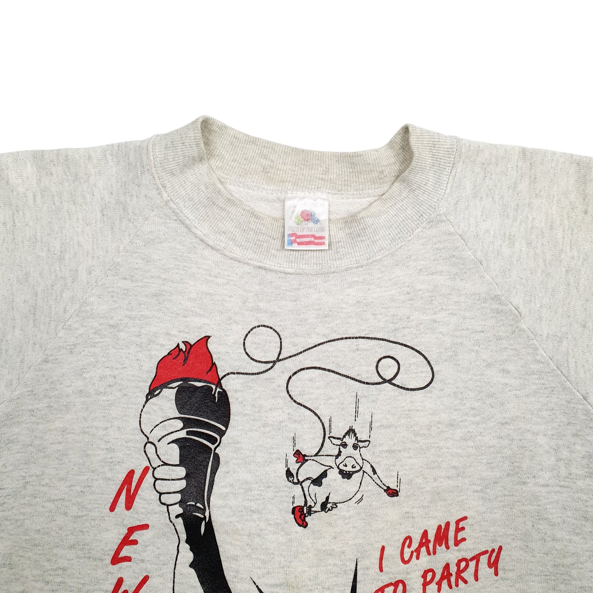 Mens Grey Fruit Of The Loom New York Made In USA Vintage 90's Crewneck Jumper