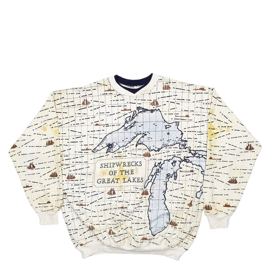 Mens Cream AU Sportswear Made In USA Crewneck Jumper