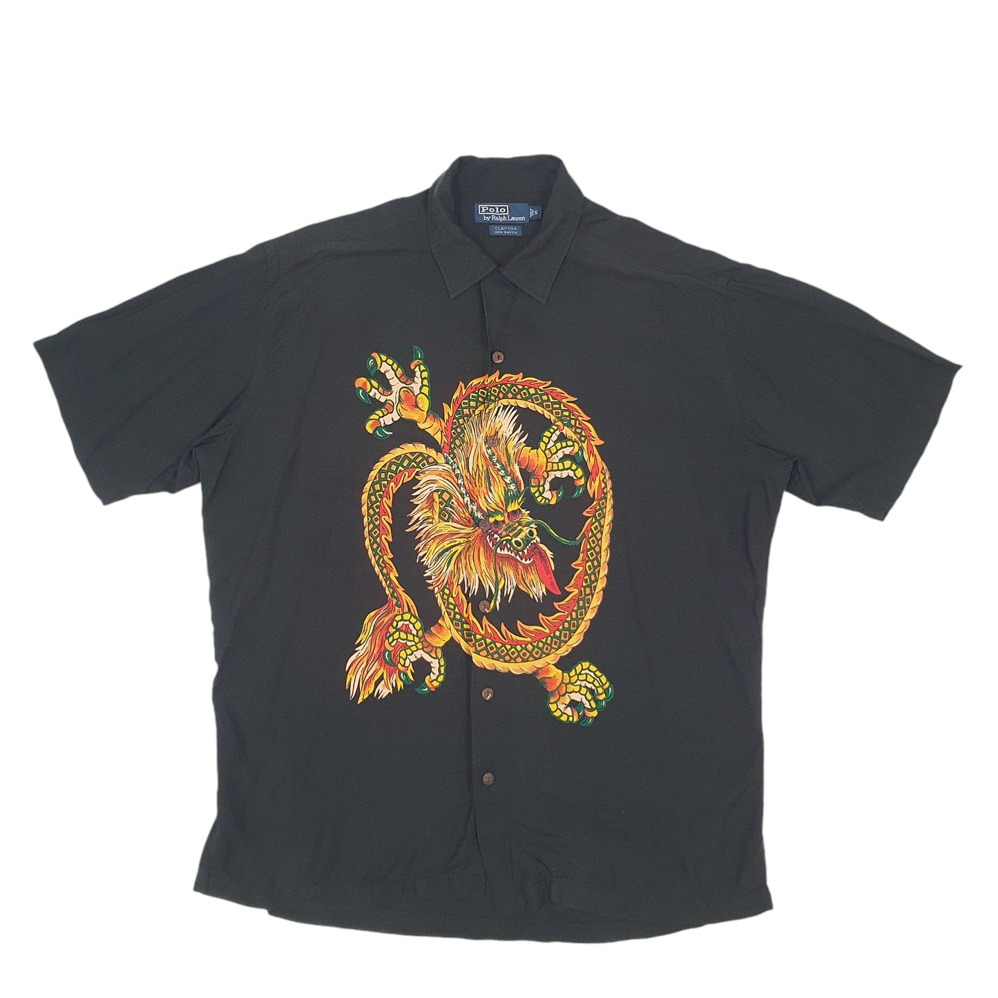 Mens Black Polo Ralph Lauren Clayton Dragon Short Sleeve Shirt