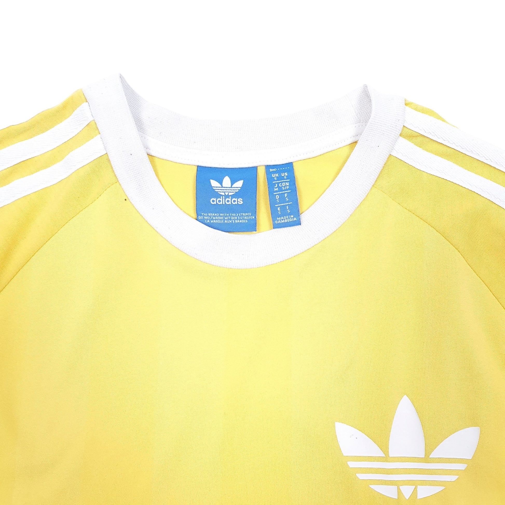 Mens Yellow Adidas Ringer Classic Short Sleeve T Shirt