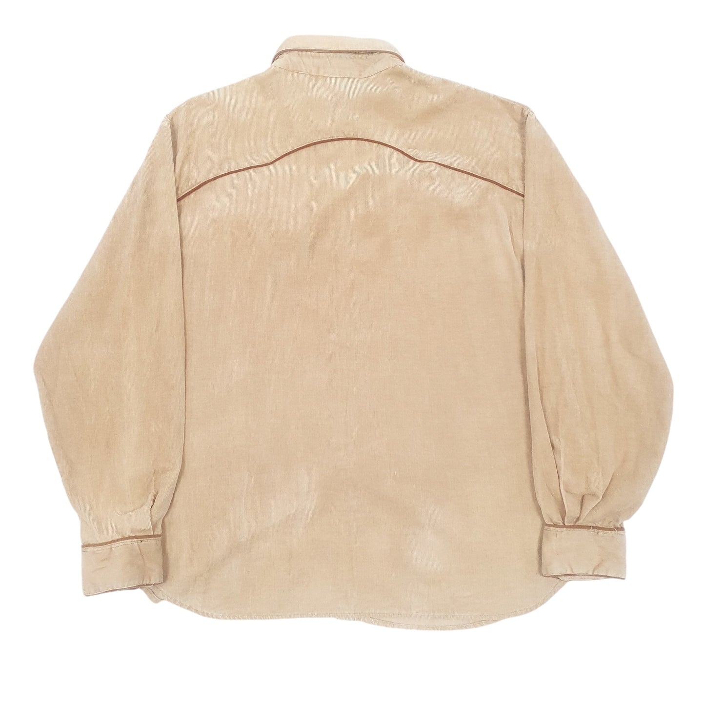 Mens Beige Sears Vintage 90s Corduroy Long Sleeve Shirt