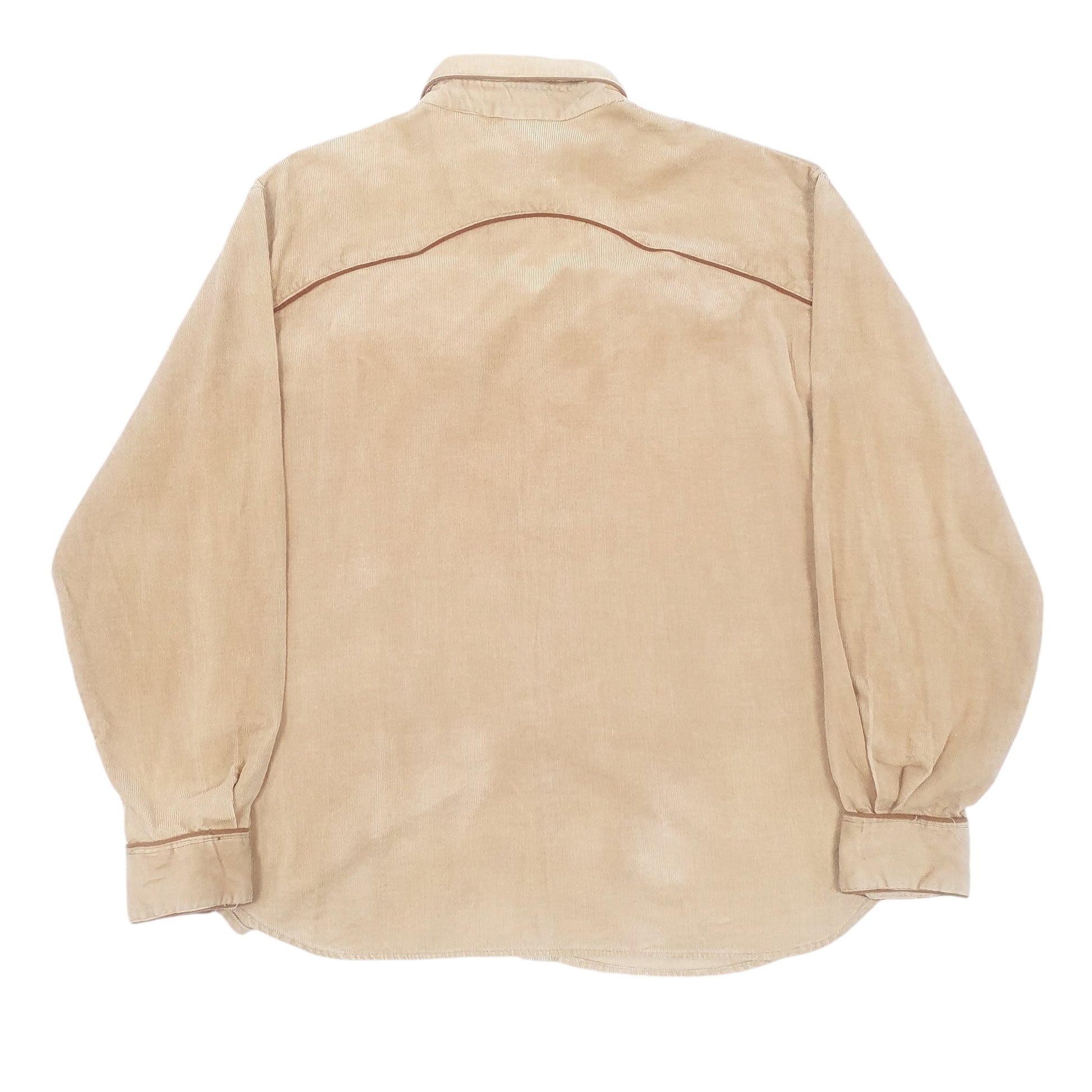 Mens Beige Sears Vintage 90s Corduroy Long Sleeve Shirt