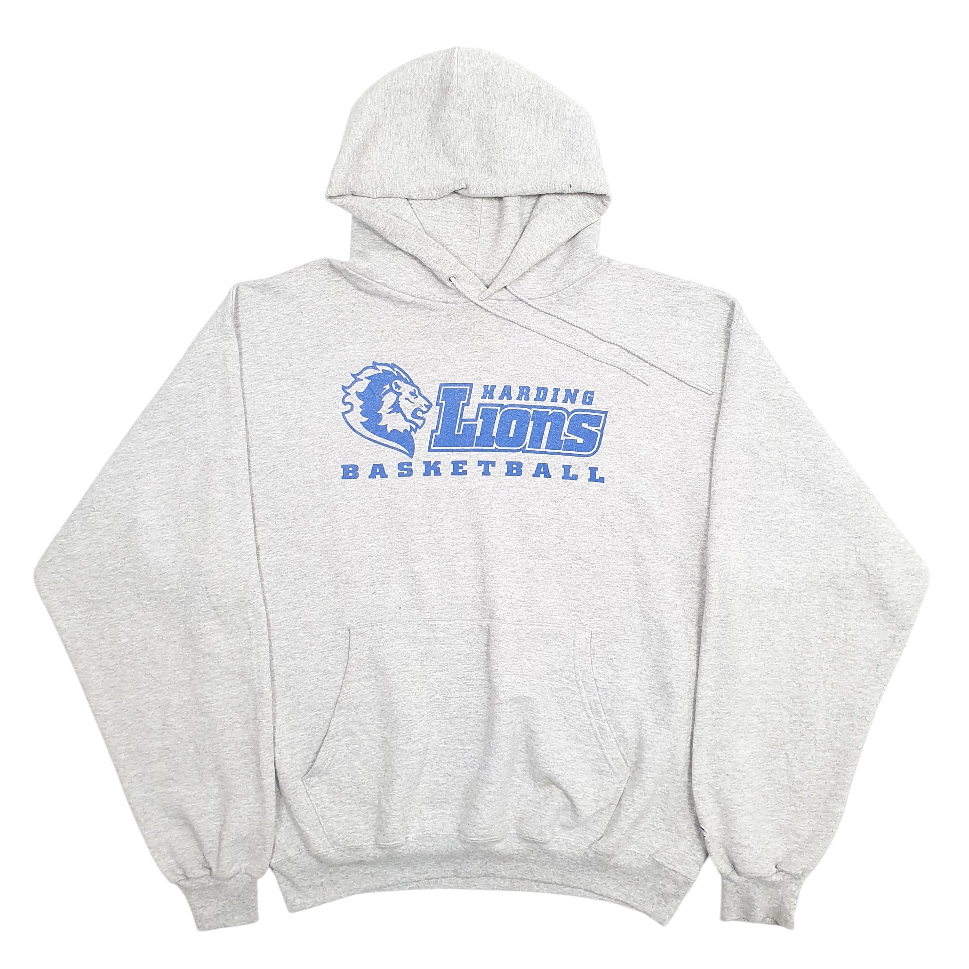 Mens Grey Champion Harding Lions Basketball Spellout Hoodie Jumper