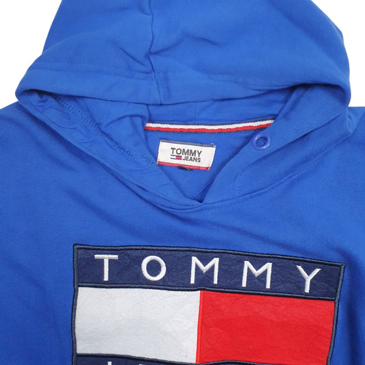 Womens Blue Tommy Hilfiger Spellout Hoodie Jumper