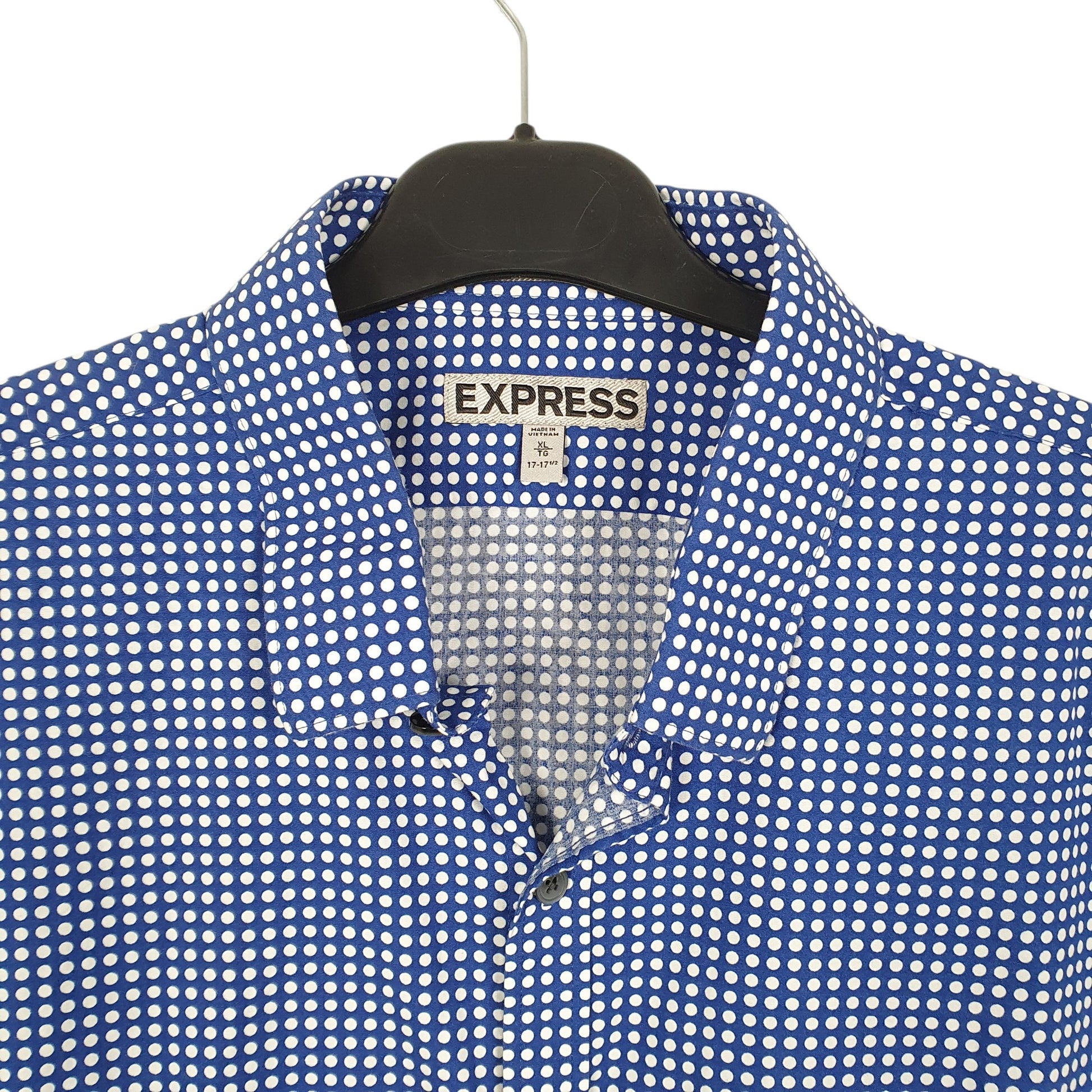Mens Blue Express Polka Dot Long Sleeve Shirt