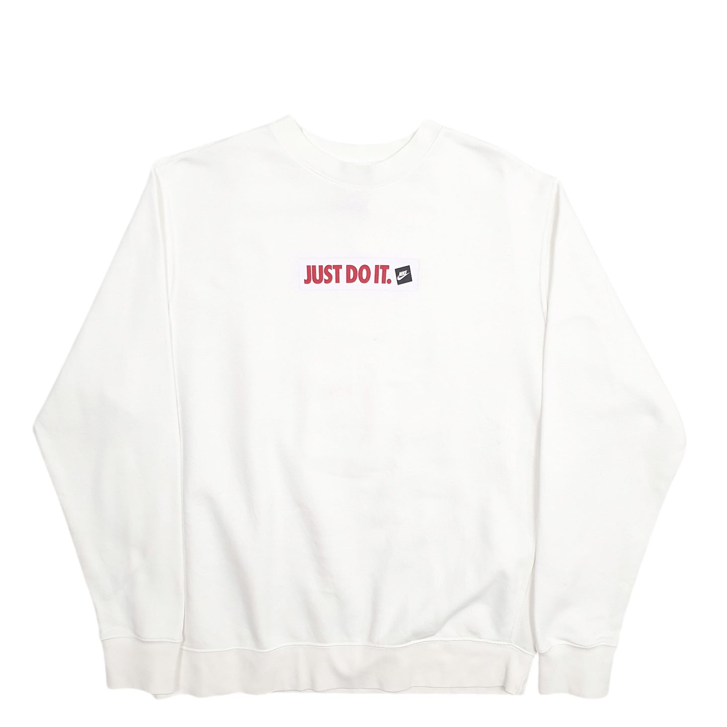 Mens White Nike Spellout Crewneck Jumper