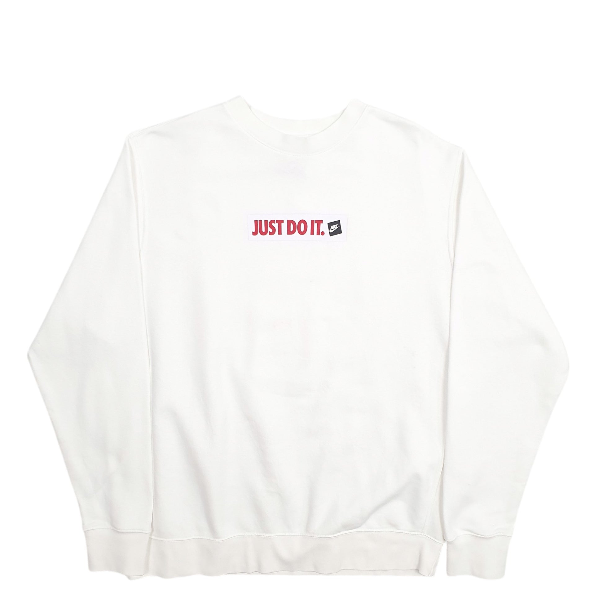 Mens White Nike Spellout Crewneck Jumper