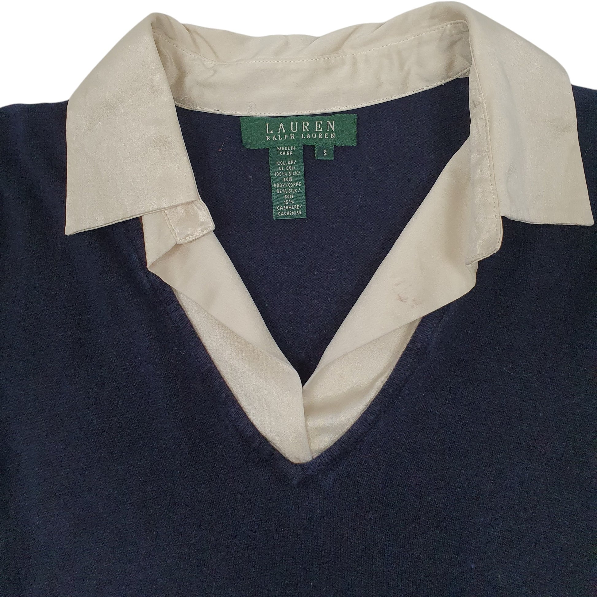 Womens Navy Ralph Lauren Collared Crewneck Jumper