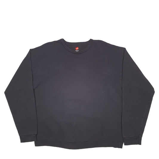 Mens Black Hanes  Crewneck Jumper