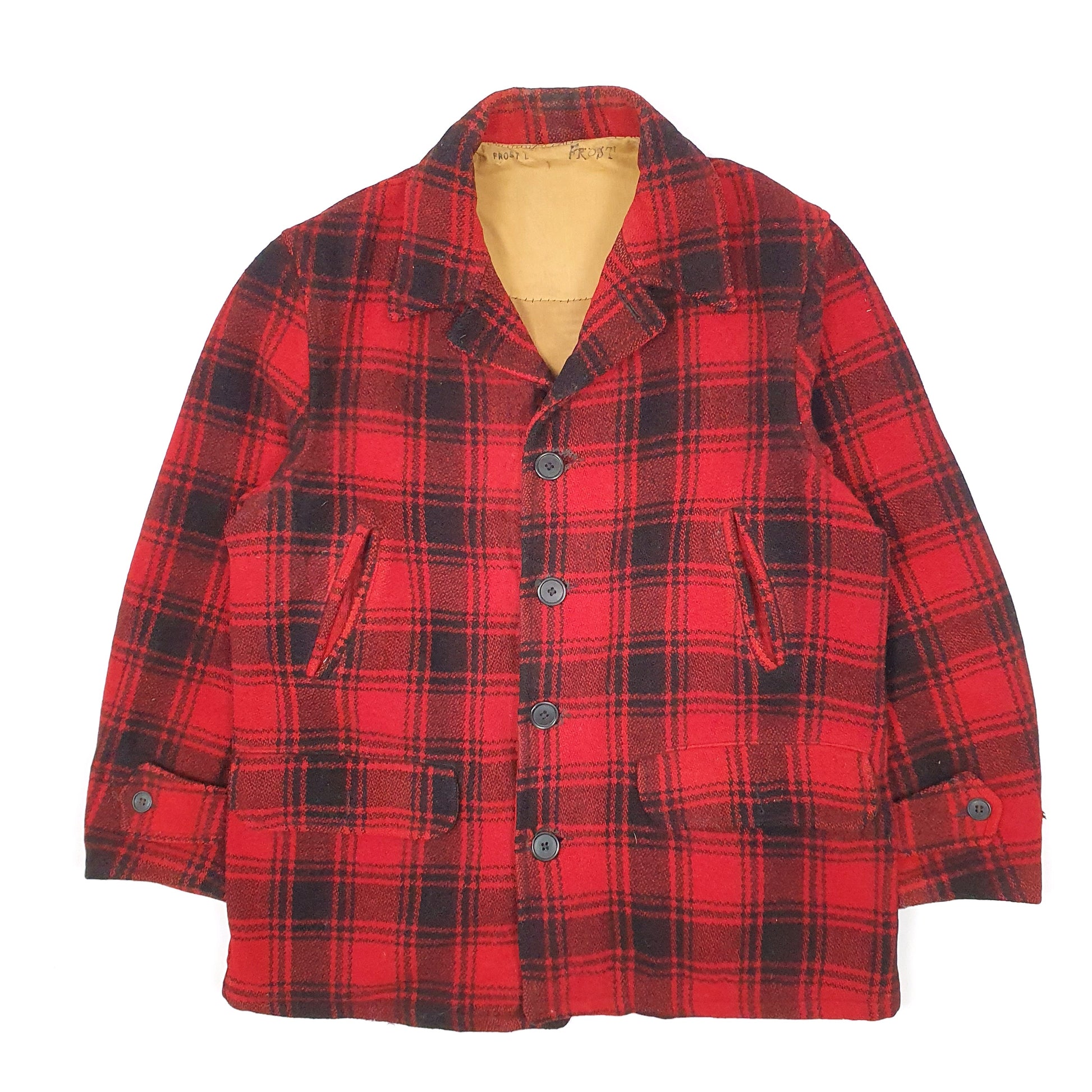 Mens Red Unbranded Vintage 1940s Hunting Mackinaw  Coat