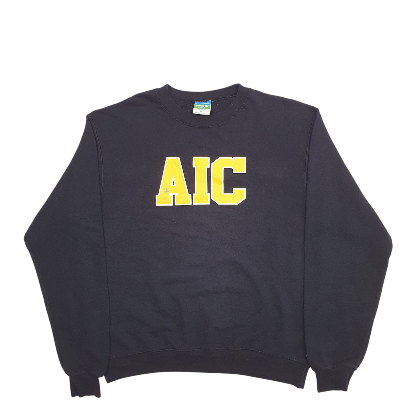 Mens Black Champion AIC Spellout Crewneck Jumper