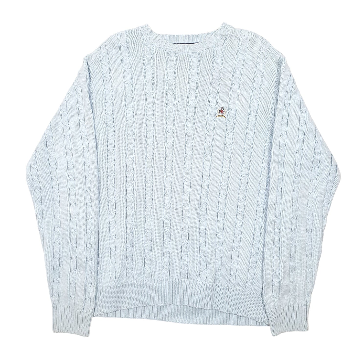 Mens Blue Tommy Hilfiger Cable Knit Crewneck Jumper