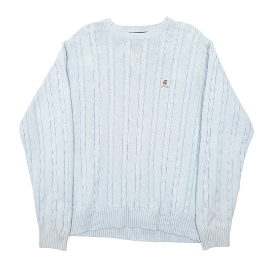 Mens Blue Tommy Hilfiger Cable Knit Crewneck Jumper