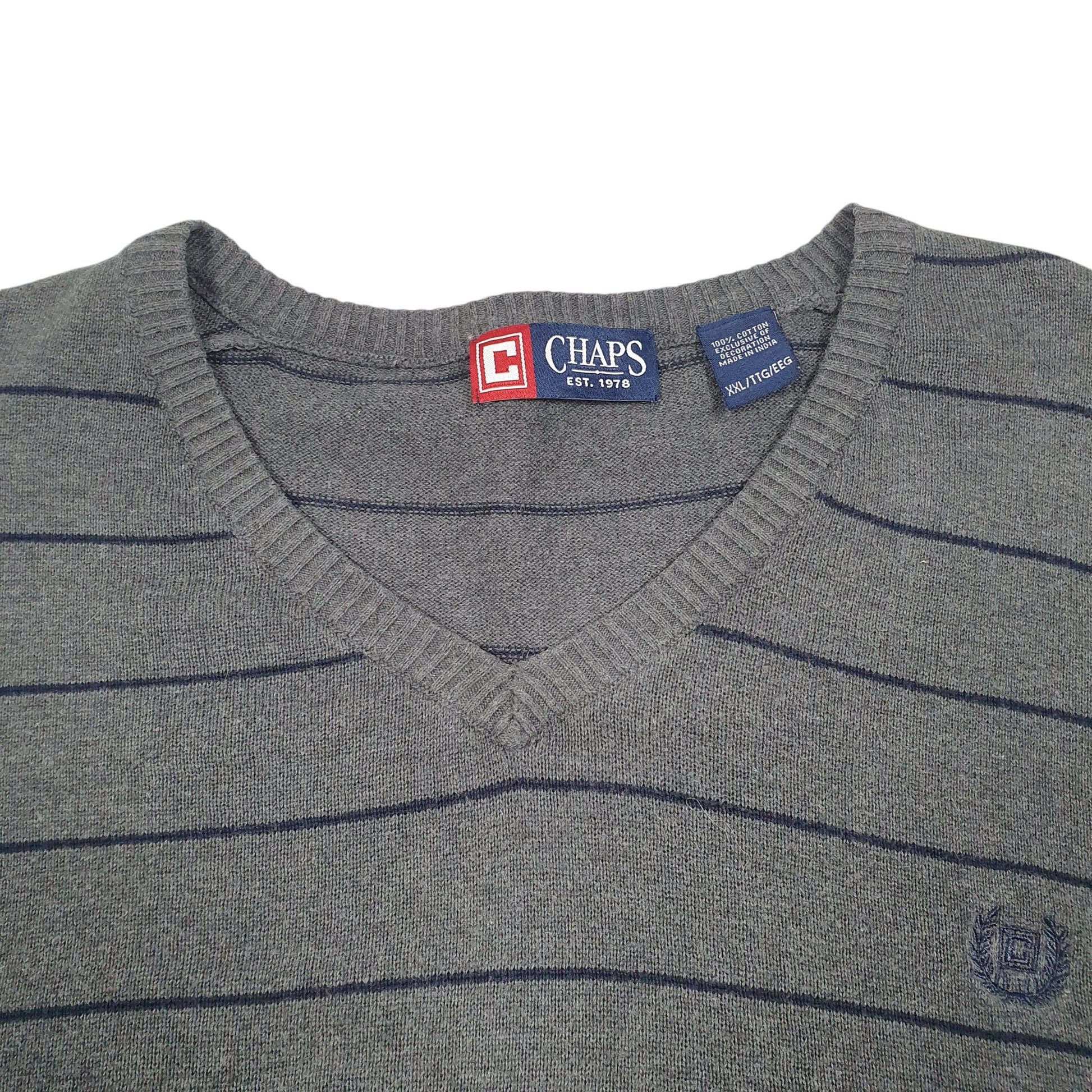 Mens Grey Chaps Knit Tank Top Sweater Vest V Neck Jumper