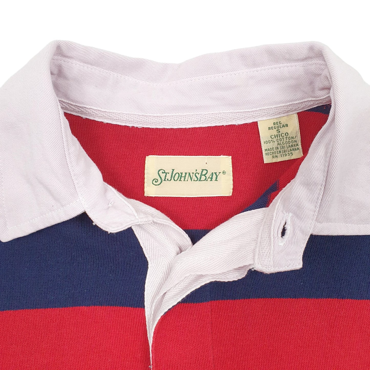 Mens Red St John's Bay Rugby Long Sleeve Polo Shirt