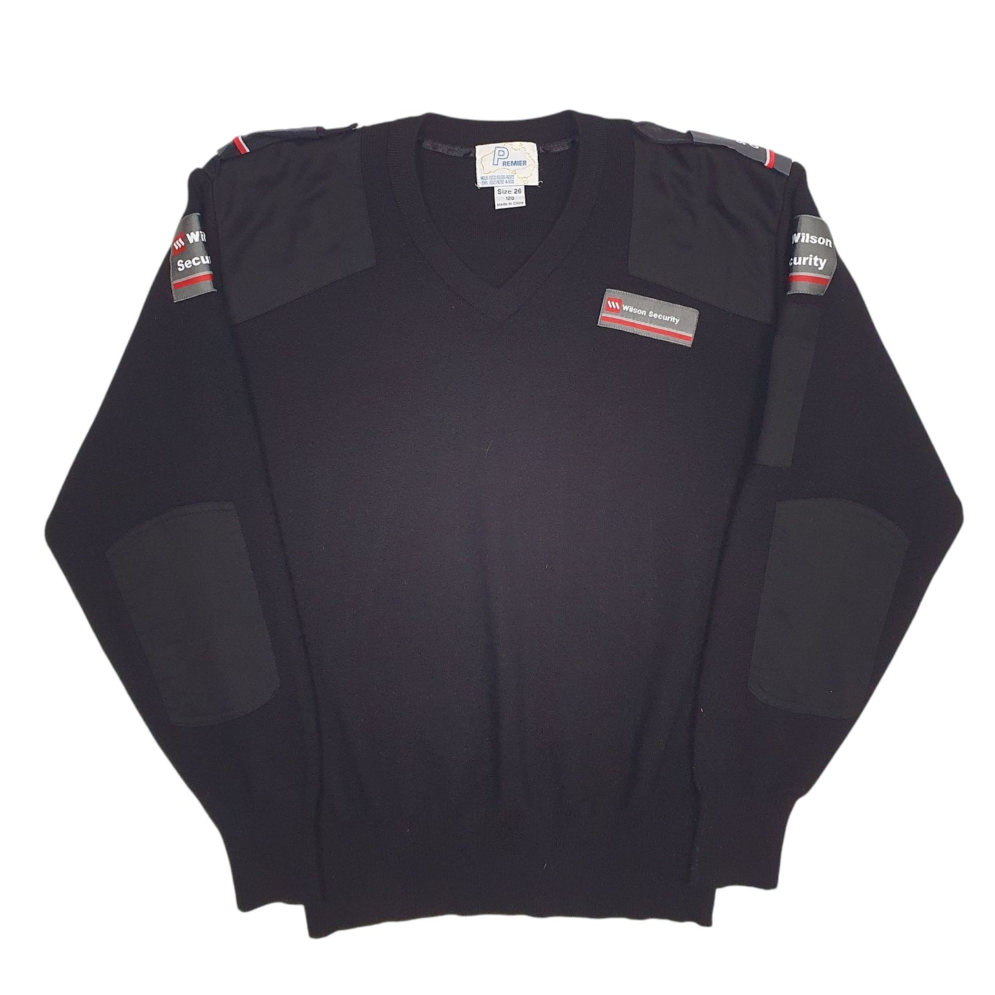 Mens Black Premier Wilson Security Stretch V Neck Jumper