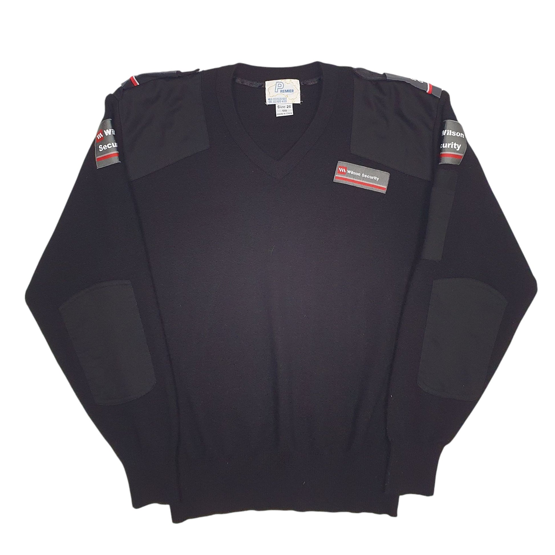 Mens Black Premier Wilson Security Stretch V Neck Jumper