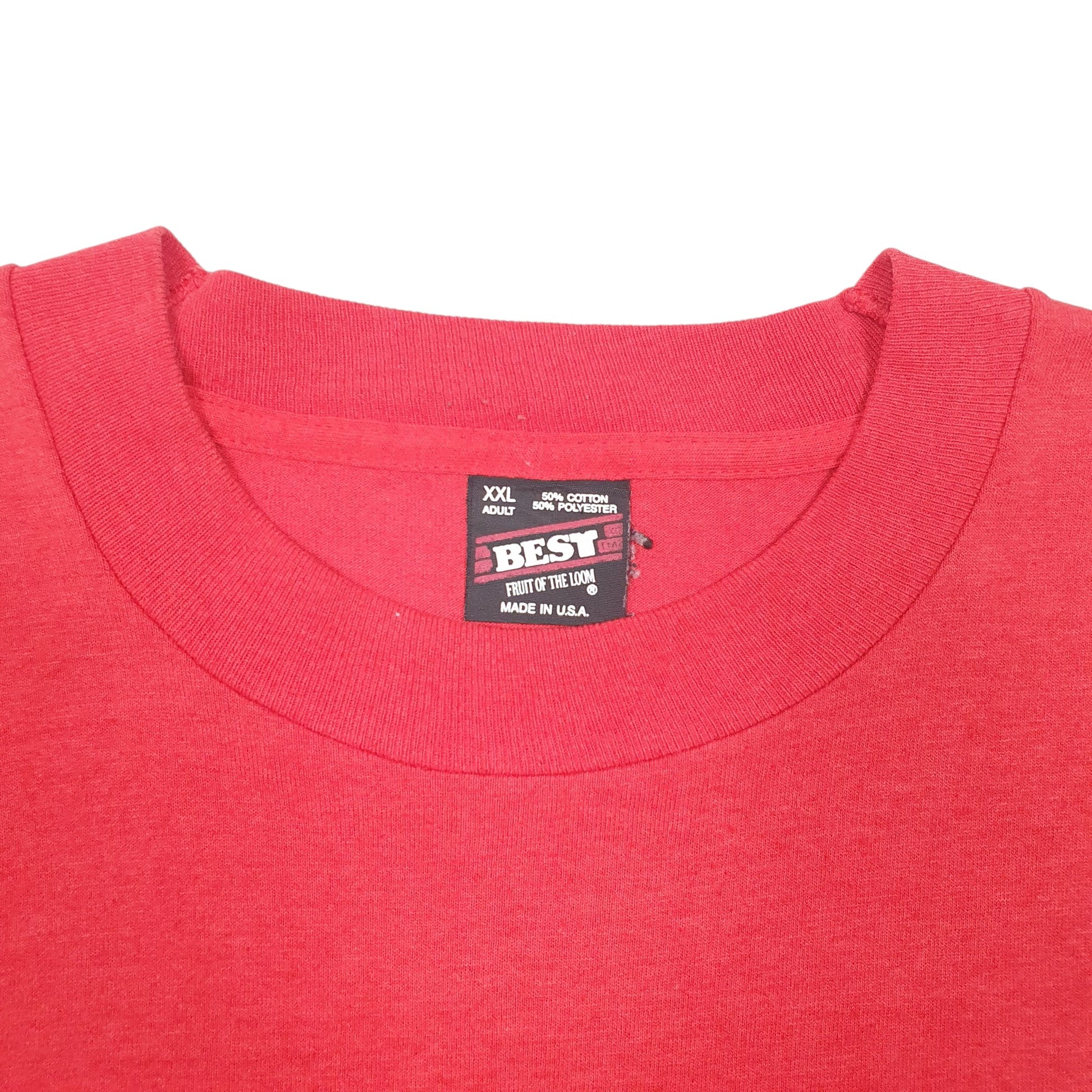 Mens Pink Fruit Of The Loom Single Stitch Vintage 90s Made In USA Praying Time Short Sleeve T Shirt