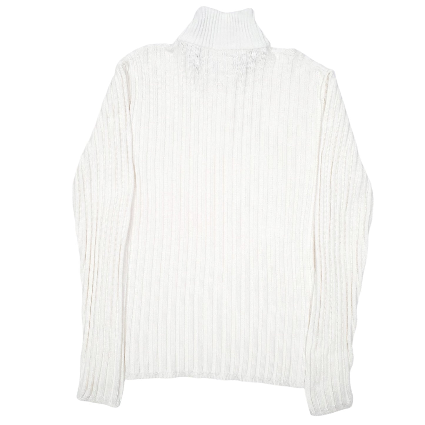 Mens Cream Nautica Knit Ribbed Quarter Zip Jumper