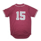 Mens Burgundy Alleson Athletic Baseball Jersey Farmington 15 Short Sleeve T Shirt