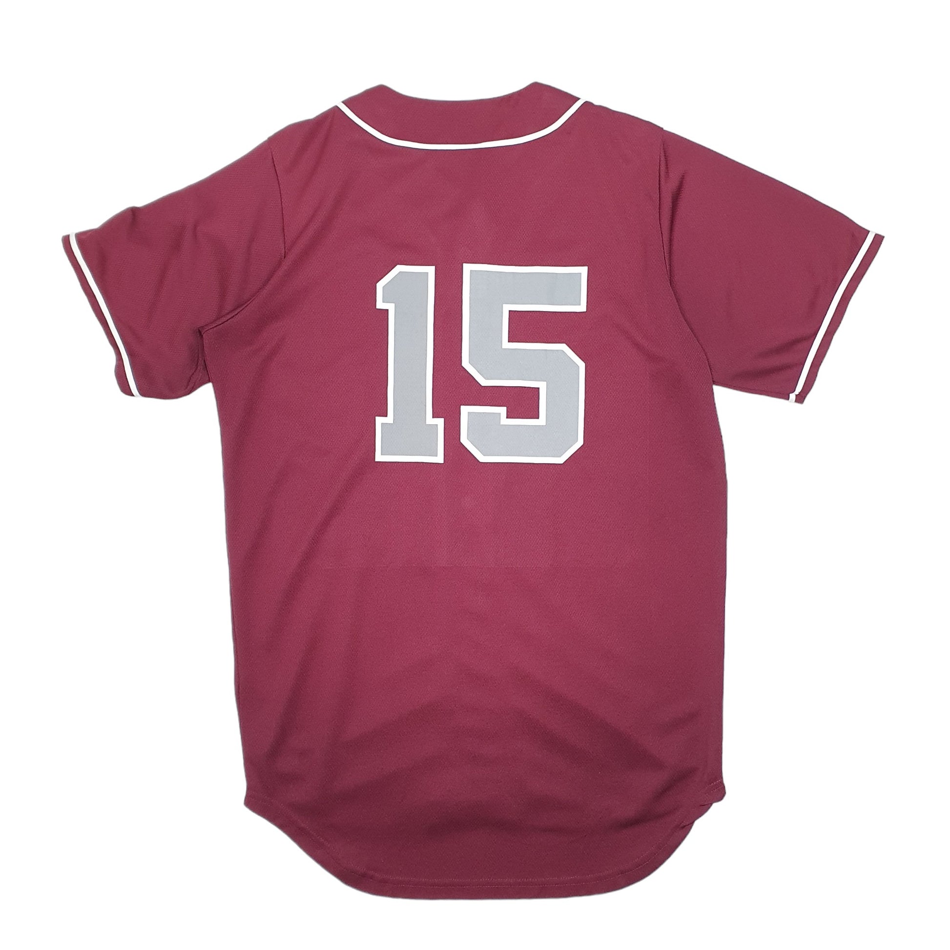 Mens Burgundy Alleson Athletic Baseball Jersey Farmington 15 Short Sleeve T Shirt