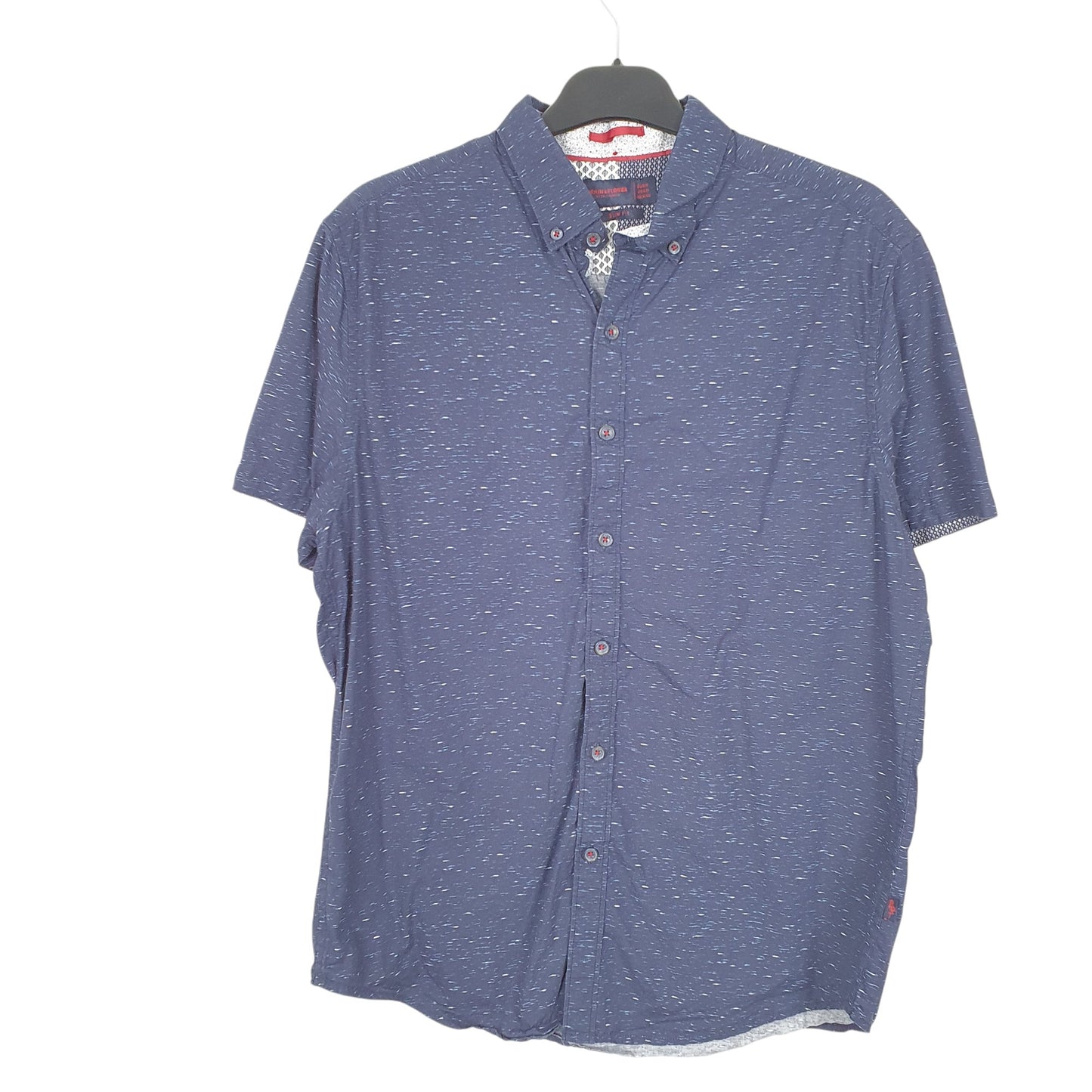 Mens Navy Denim & Flower Ricky Singh Short Sleeve Shirt