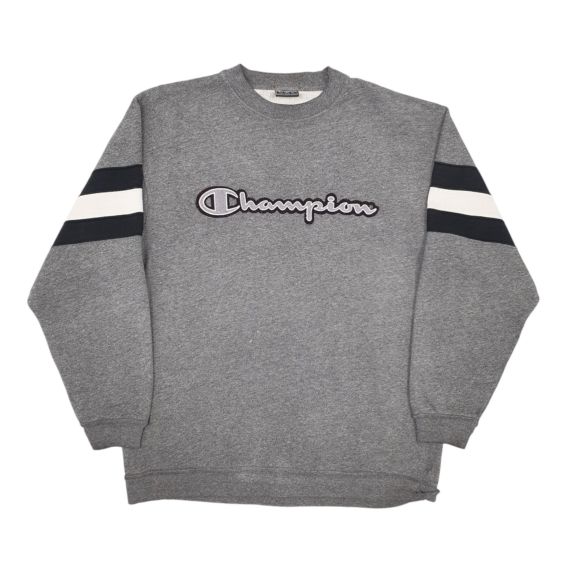 Mens Grey Champion Spellout Crewneck Jumper