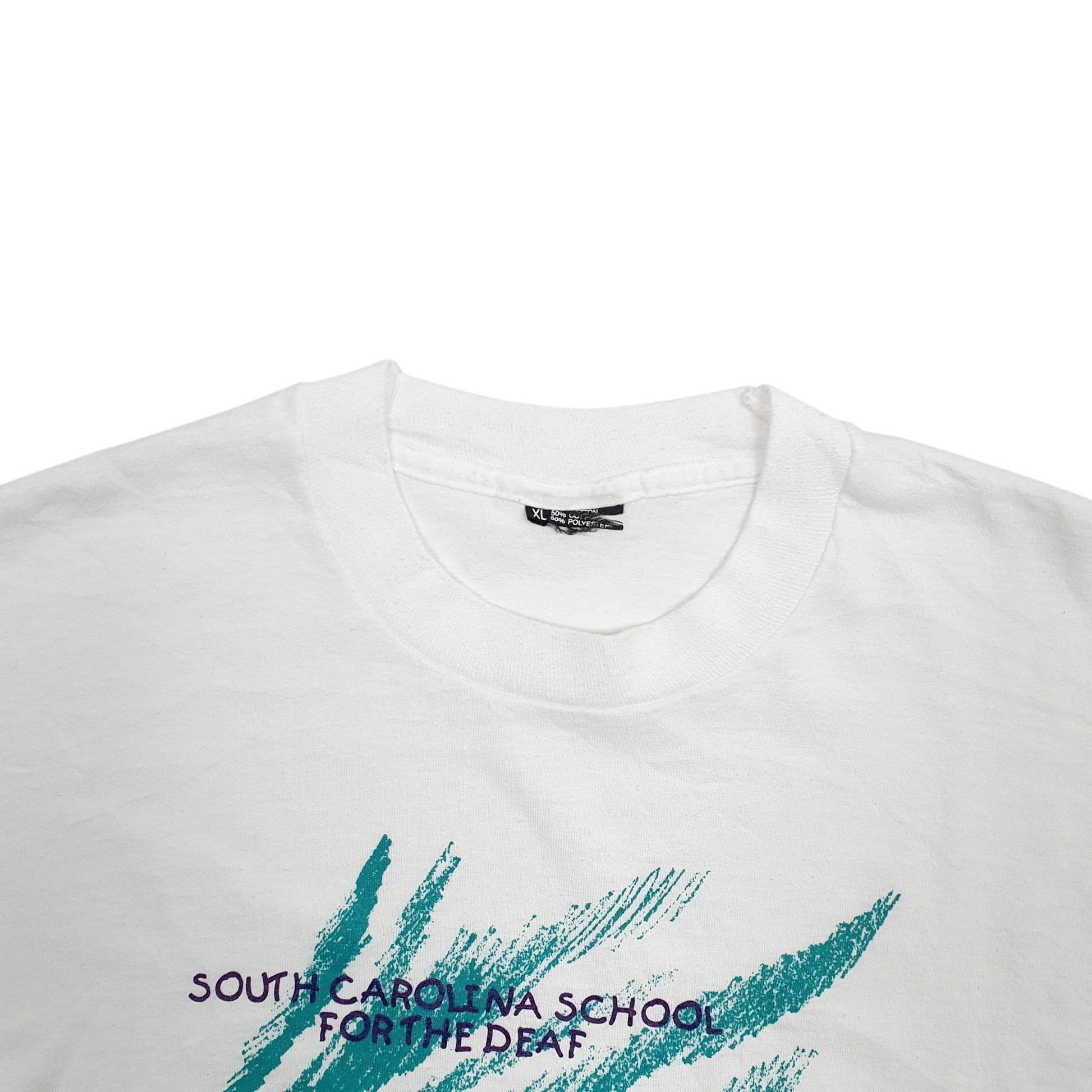 Mens White Unbranded Single Stitch Vintage 90s South Carolina Short Sleeve T Shirt