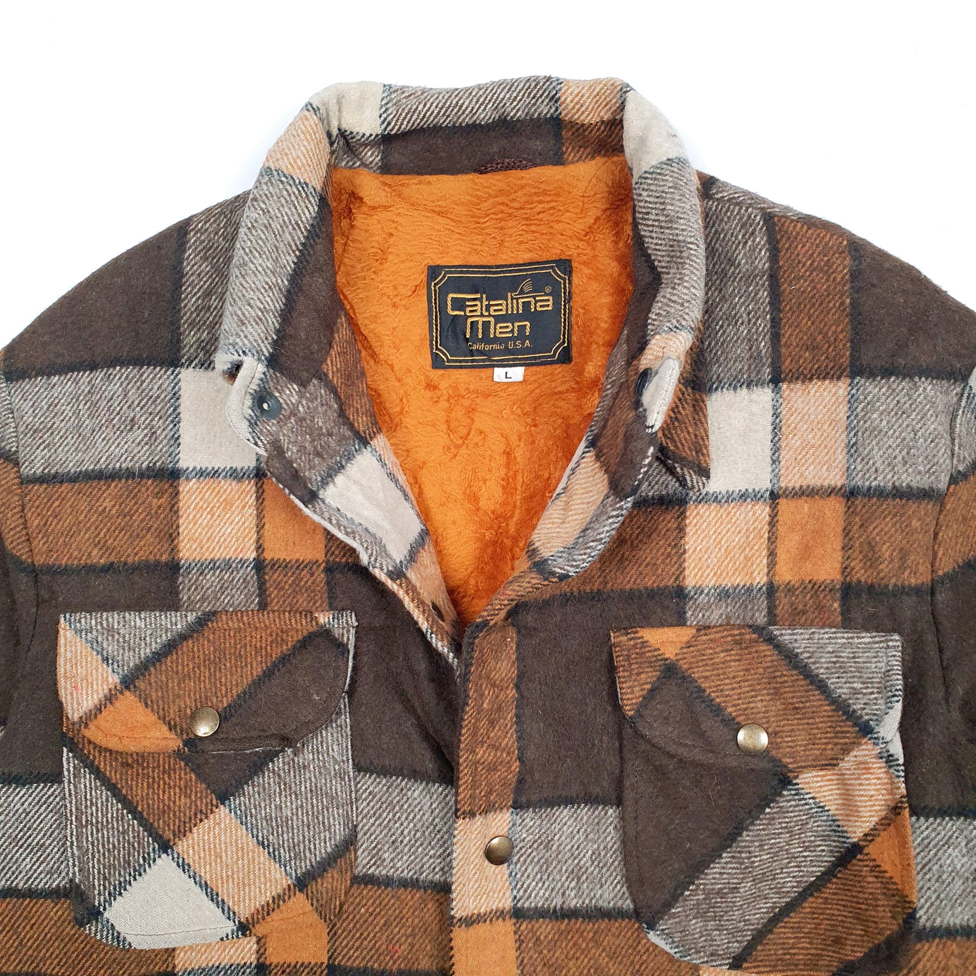 Mens Brown Catalina Men Vintage 1980s 90s Plaid Cruiser Shacket Shirt  Coat