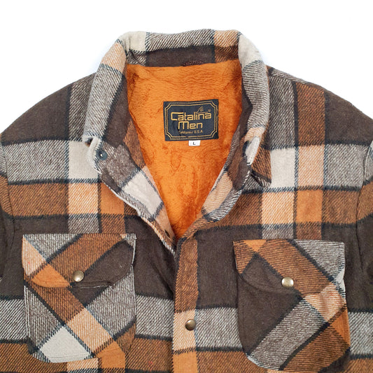 Mens Brown Catalina Men Vintage 1980s 90s Plaid Cruiser Shacket Shirt  Coat