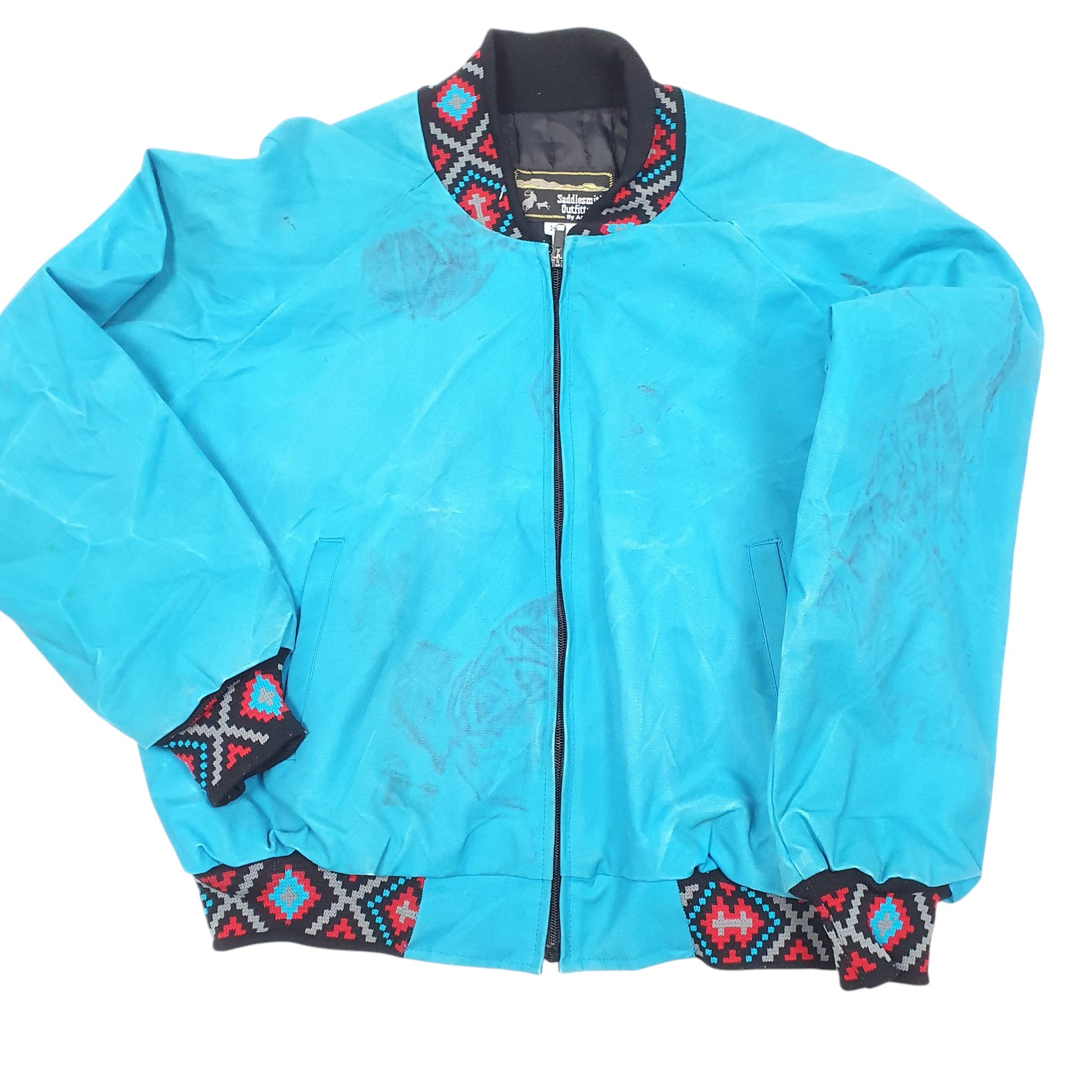 Mens Blue Saddlesmith Outfitters Vintage Made In USA Navajo Western  Coat