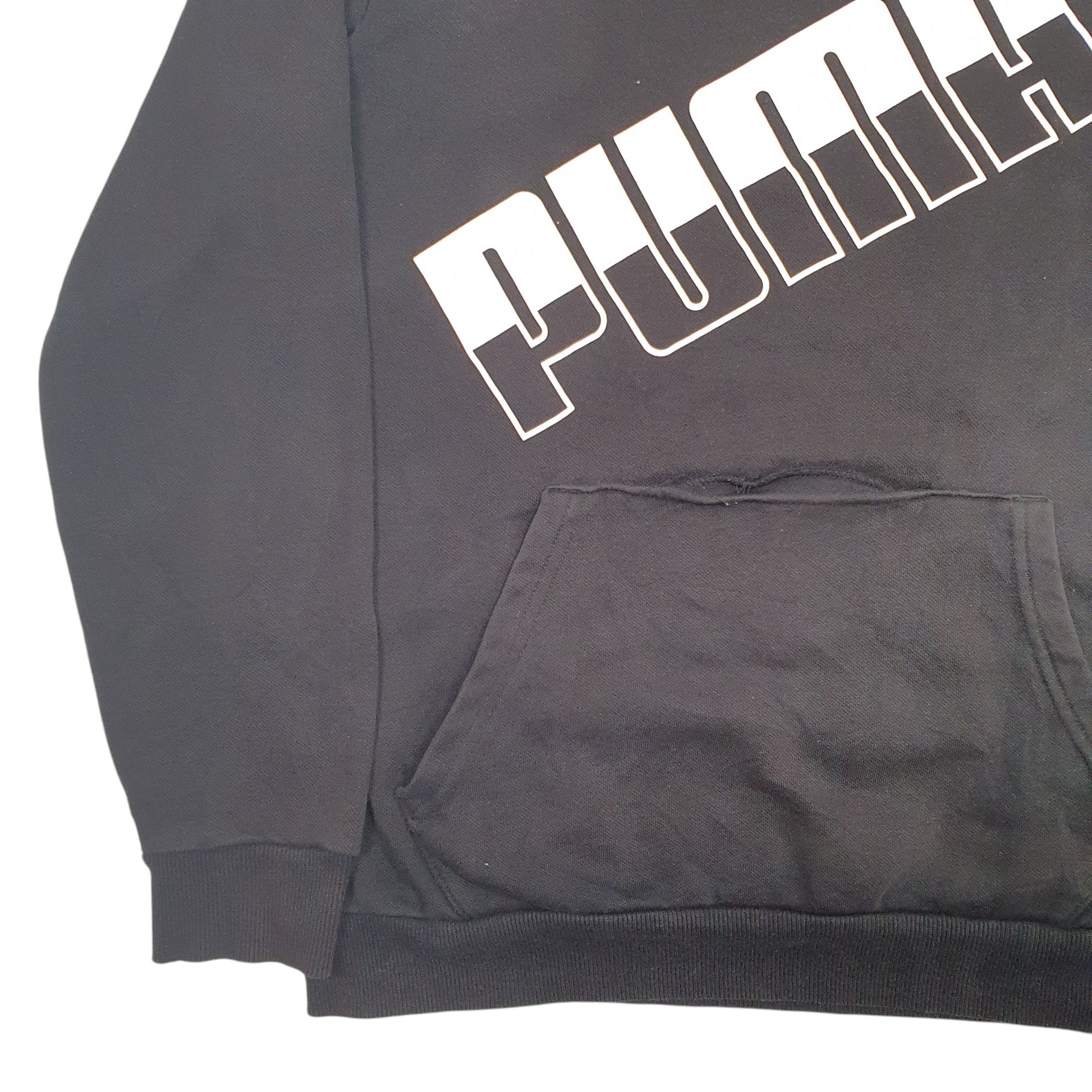 Mens Black Puma Spellout Hoodie Jumper