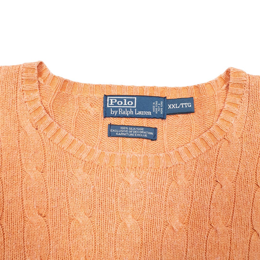 Mens Orange Polo Ralph Lauren Knit Cable Crewneck Jumper