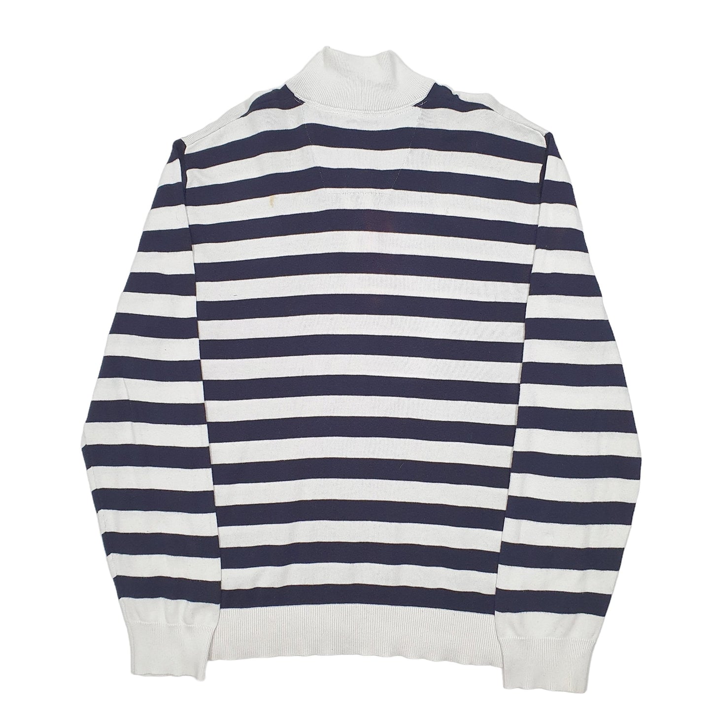Mens White Nautica Knit Nautical Stripe Quarter Zip Jumper
