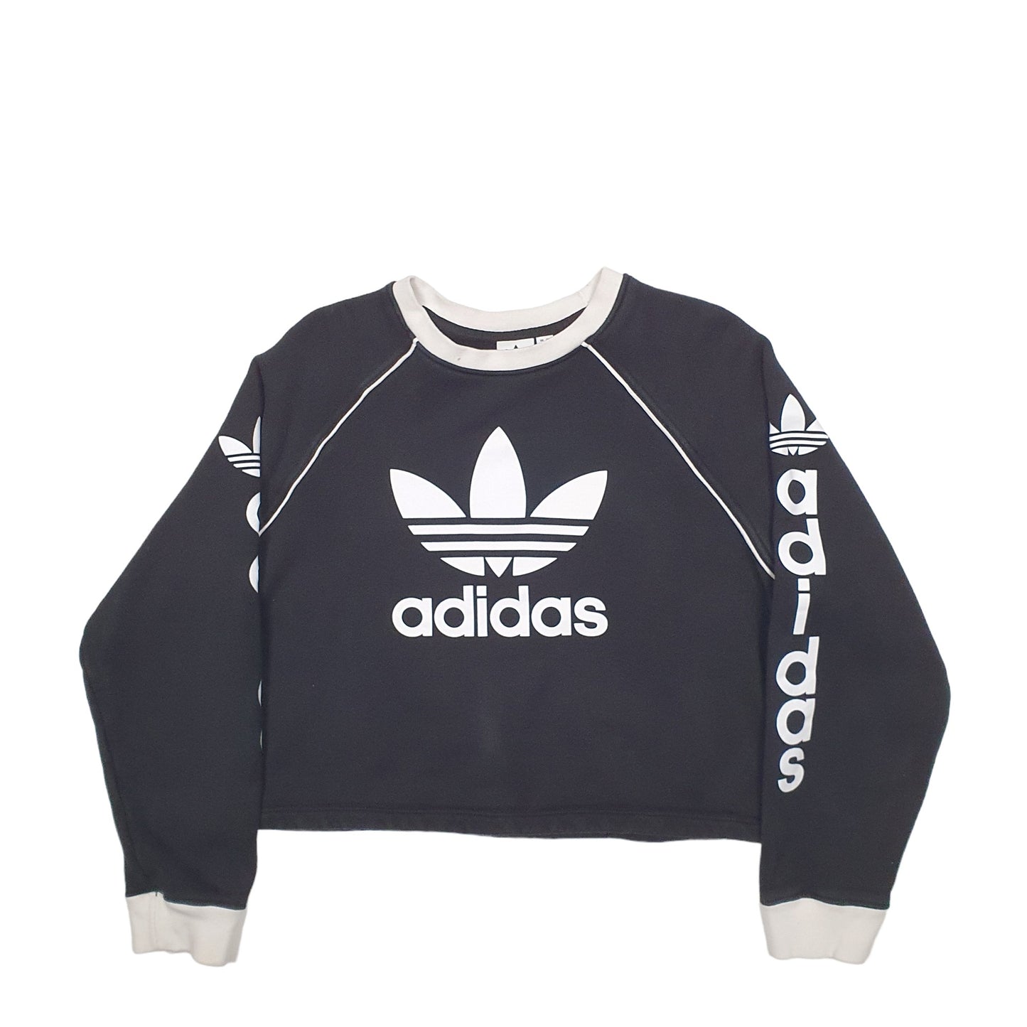 Mens Black Adidas Spellout Crewneck Jumper