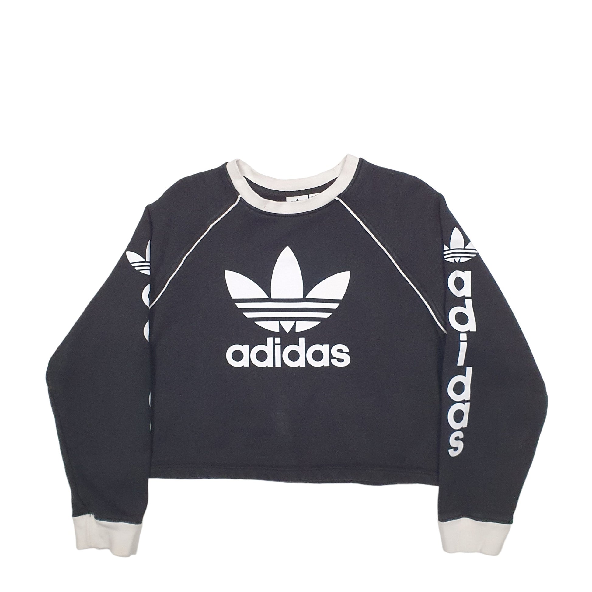 Mens Black Adidas Spellout Crewneck Jumper